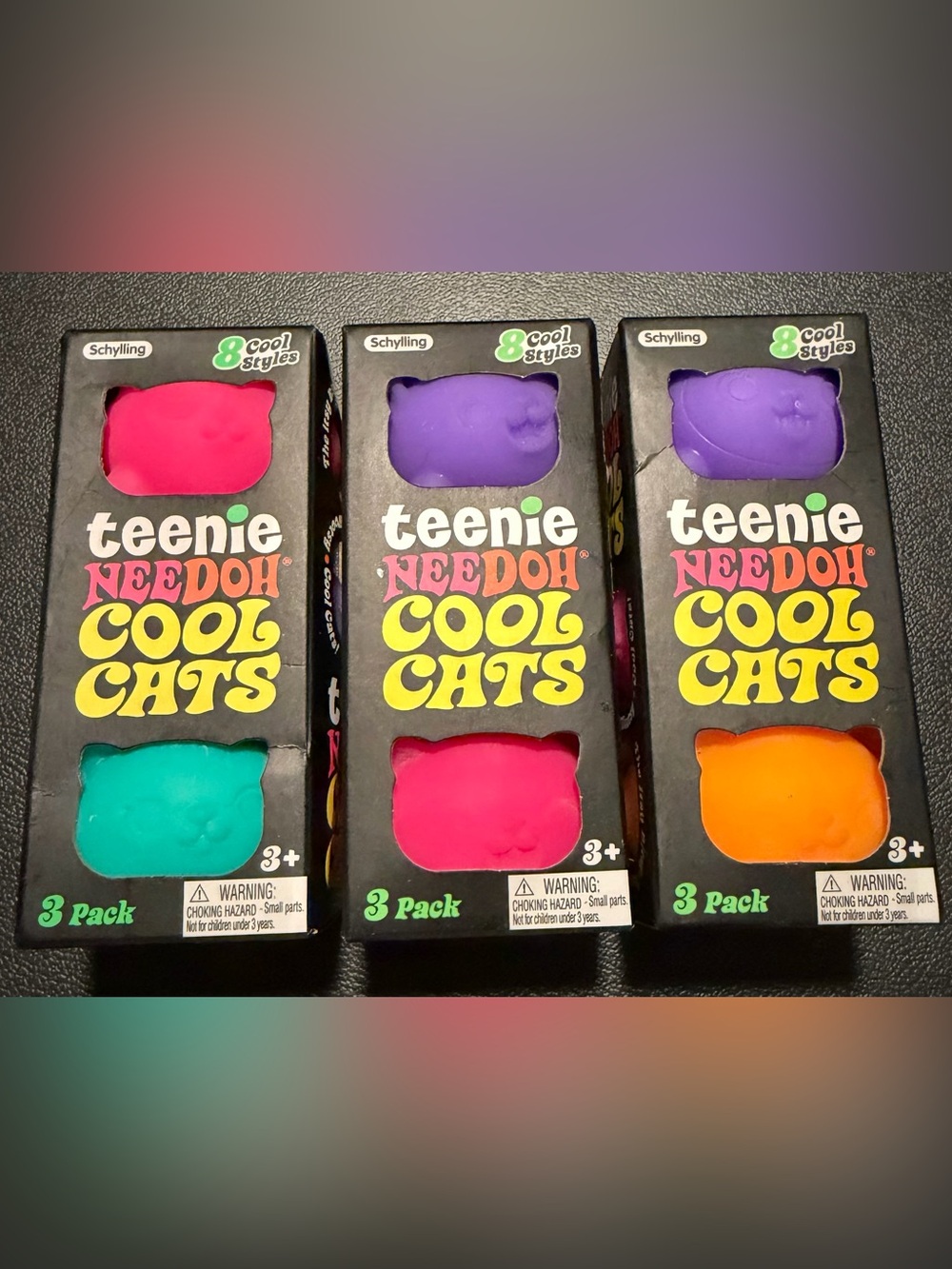 Authentic!!! Teenie Needoh Cool Cats 3-Pack - Multicolor. Buyers Choice.